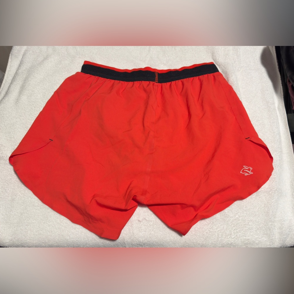 Orange Rabbit Athletic running Shorts with Black Waistband
